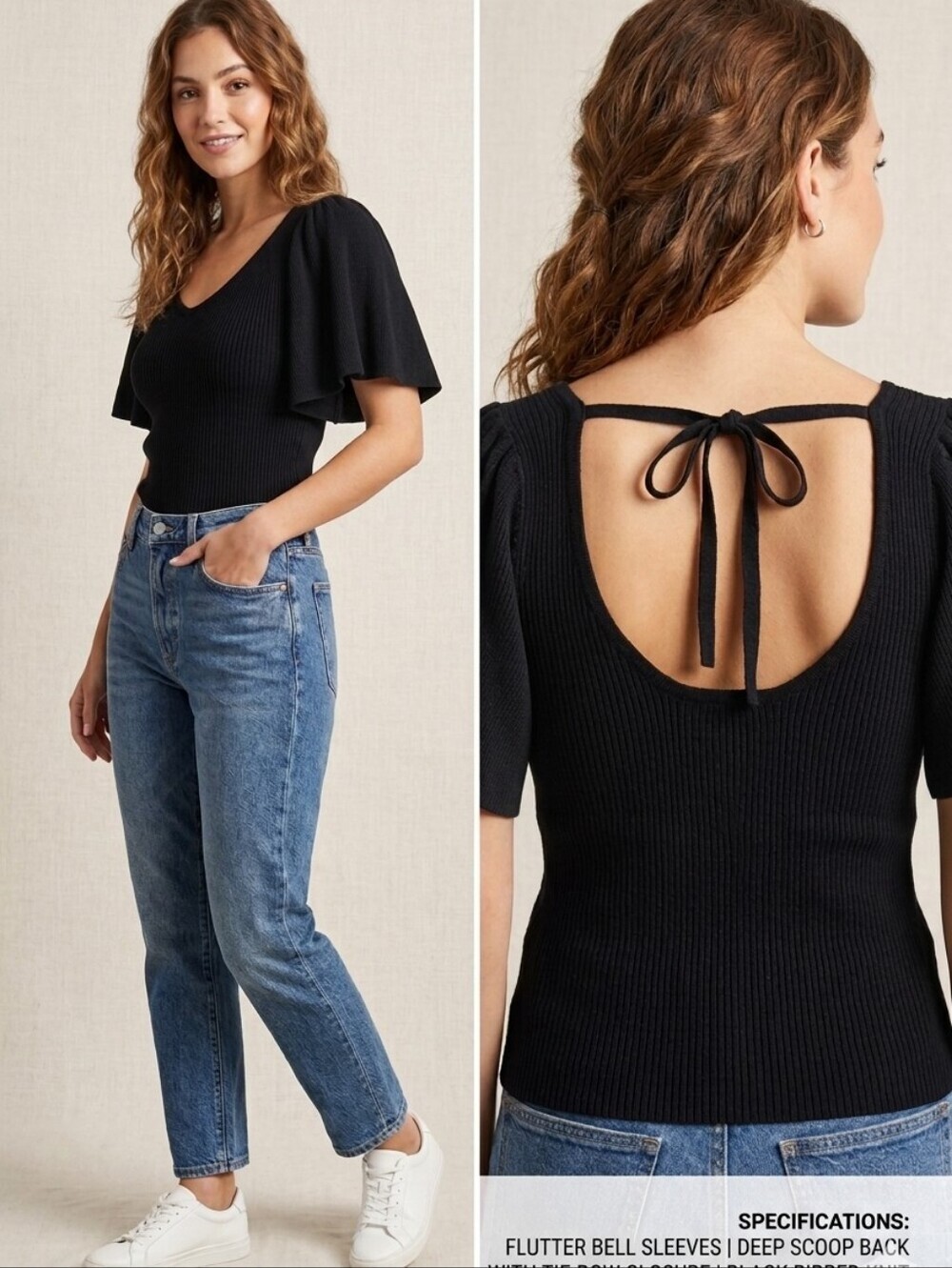 MOLLY BRACKEN BLACK RIBBED OPEN BACK TOP SIZE XS